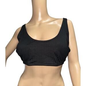 ❤️Kona Sol Black Ribbed Scoop Neck Bikini Top XL